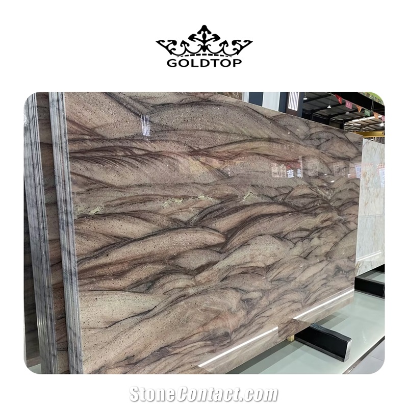 Goldtop Natural Luxurious Decoration Brown Quartzite Slabs