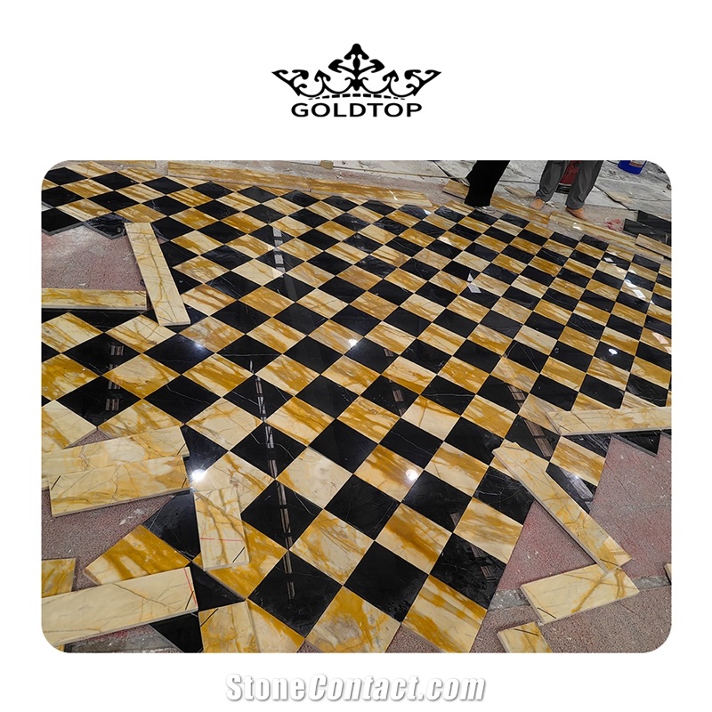 Goldtop Naural Glossy Luxurious Giallo Siena Marble Tiles