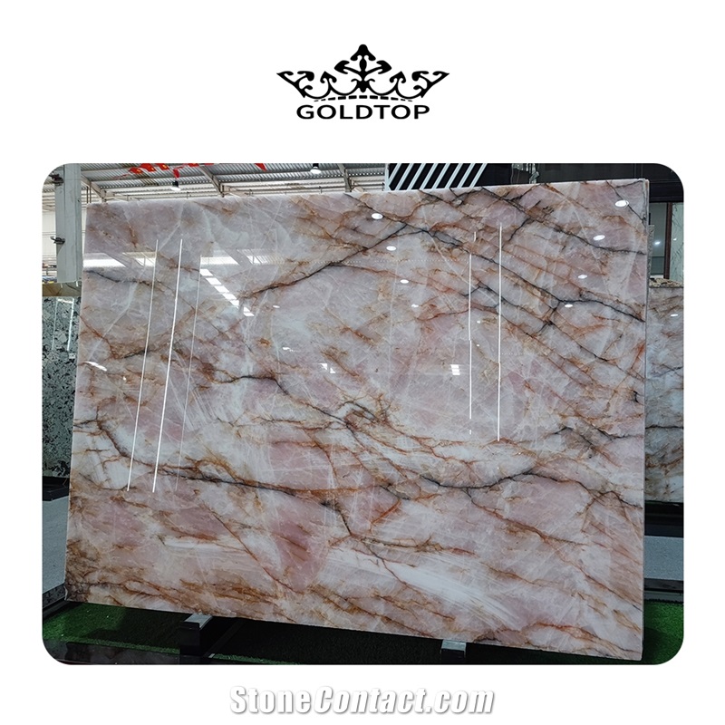Luxury Pink Quartzite Slabs For High End Hotel