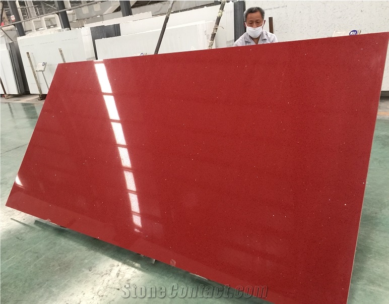 Colorful Stone Slabs With Cheap Price Red Quartz Slabs