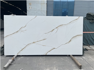 Manufacturers Sell Well Gold Calacatta Quartz Quartz Slabs
