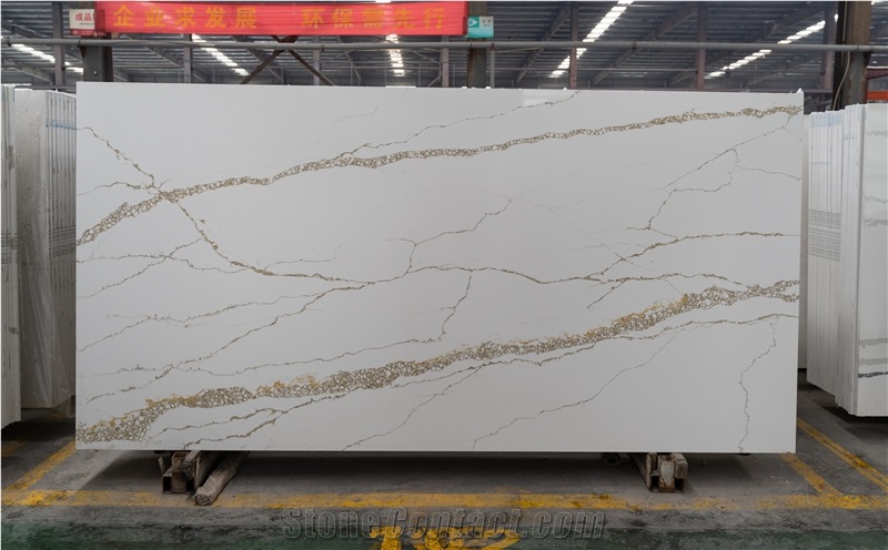 Manufactures In China White Artificial Calacatta Quartz Slabs