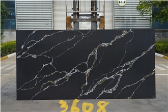 Quartz Black Calacatta For Indoor Design Quartz Slabs