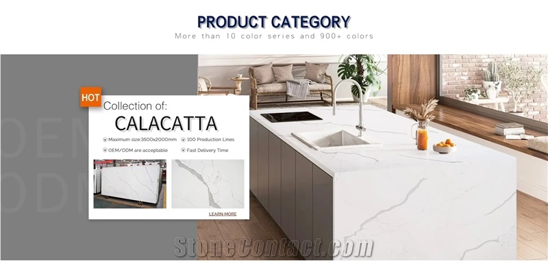 Quartz Calacatta With Classic Design Artificial Stone Slabs