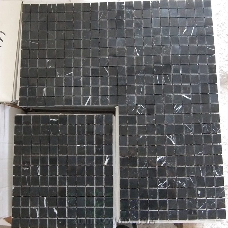 Nero Marquina Black Marble Square Wall Mosaic Tiles