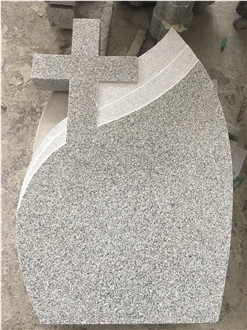 Romanian Gravestone In Light Grey Granite Stone