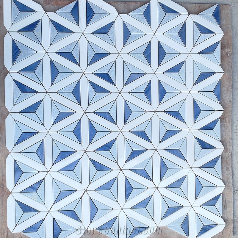 Sky Blue Azul Celeste Marble Mosaic Tiles