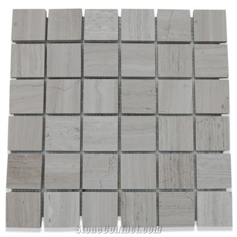 White Wooden Marble Wood Grain Square Bricks Mosaic Tiles