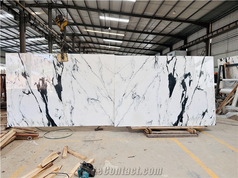 China Eastern Calacatta Oro White Marble Slab Floor Tile
