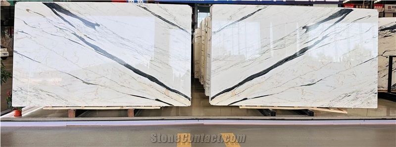 China Eastern Calacatta Oro White Marble Slabs Polished