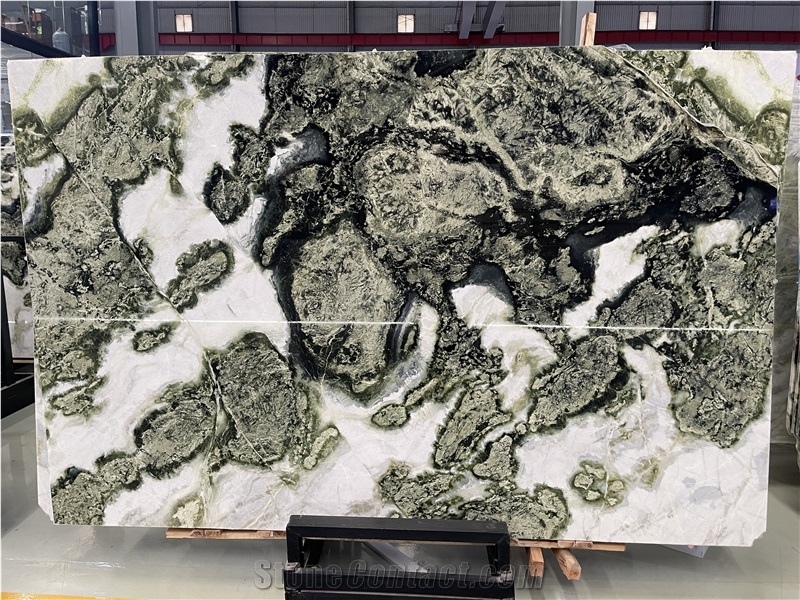 China Jade Green White Beauty Marble Slabs Book Match