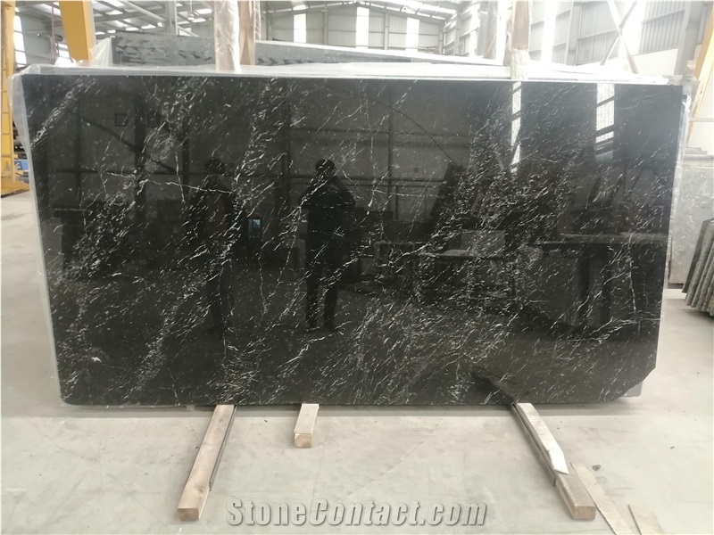 Black Marble Slab Floor Tile