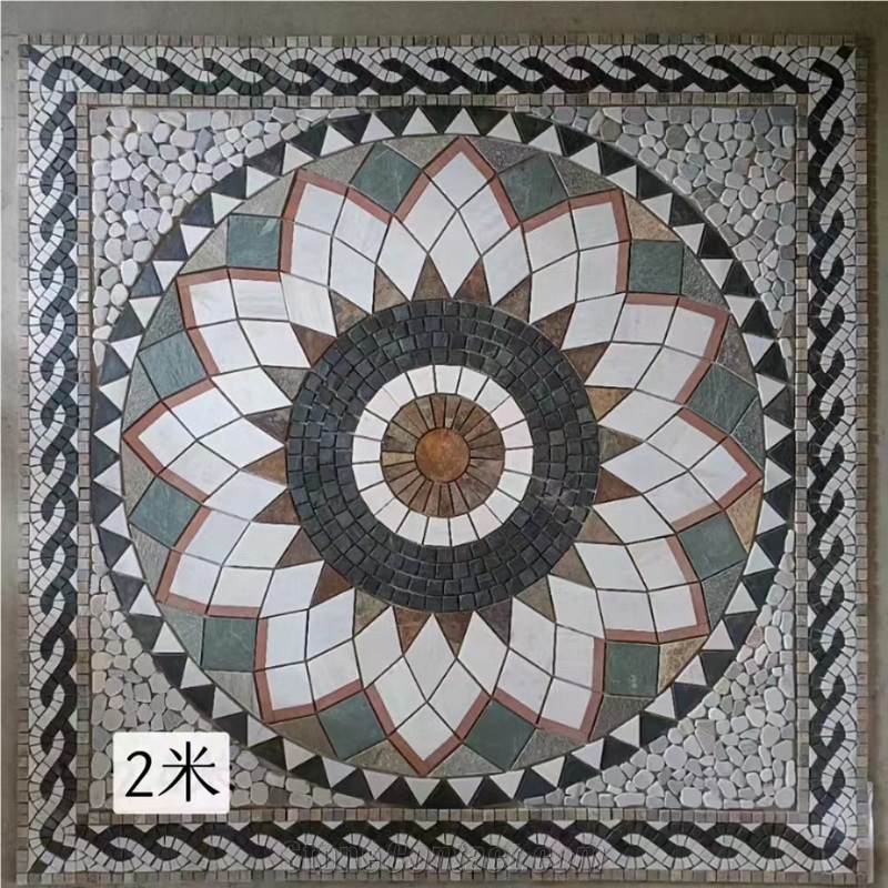 China Slate Mosaic Medallion For Courtyard Decoration