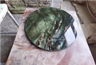 Empress Green Marble Round Restaurant Cafe Table Tops For Coffee
