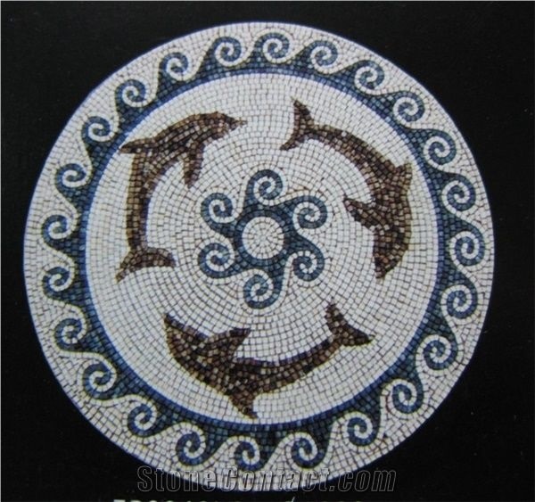 Flora Design China Slate Round Floor Mosaic Medallion