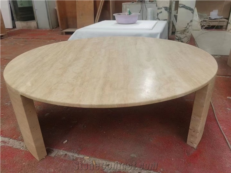 Large Lux Marble Calacatta Gold Dining Table For Restaurant