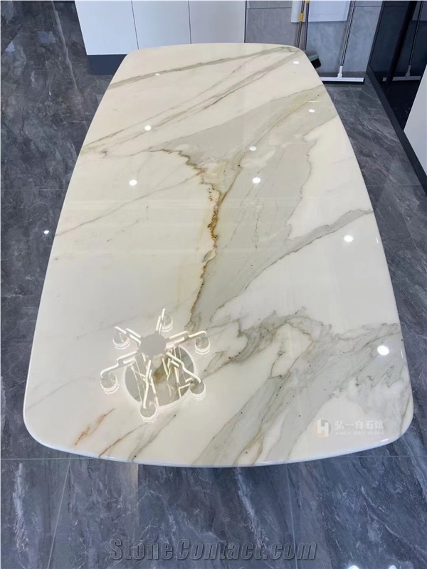 Luxury Marble Calacatta Gold Rectangle Dining Table Tops