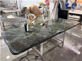 Luxury Quartzite Forest Green Rectangle Reception Work Tops