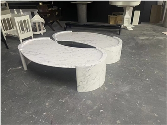 Luxury Solid Marble Statuario Coffee Table For Office Decor