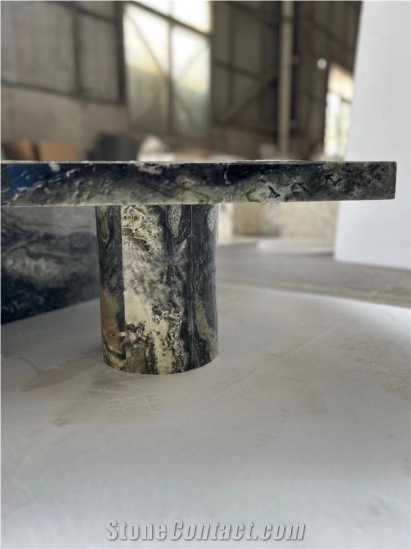 Marble Statuatio Oval Restaurant Dining Table For Hotel