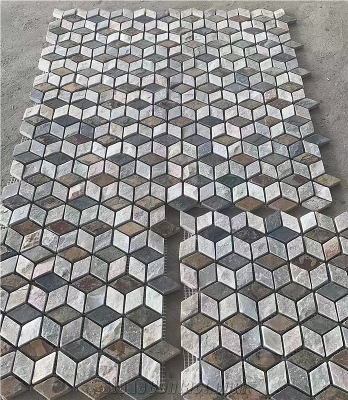 Tumbled Marble Mosaic Floor Medallion For Courtyard Decor