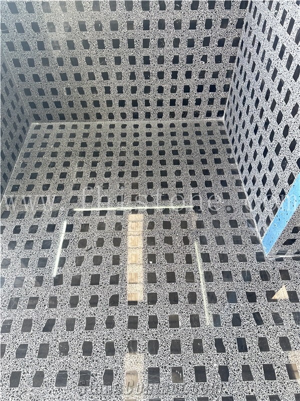 Precast Square Terrazzo Black Mosaicterrazzo  Floor Tiles