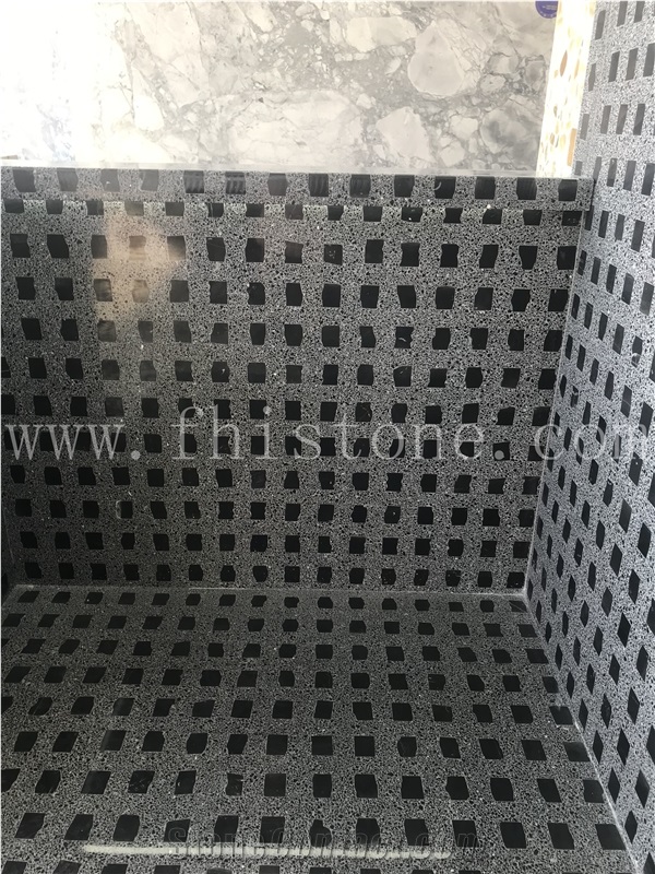 Precast Square Terrazzo Black Mosaicterrazzo  Floor Tiles