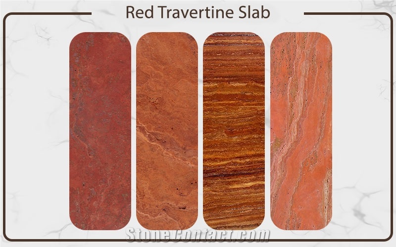 Red Travertine Slabs (Vein Cut / Cross Cut)