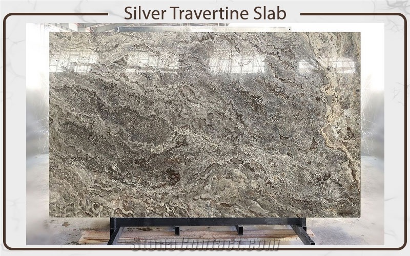 Silver Travertine Slabs (Vein Cut / Cross Cut)