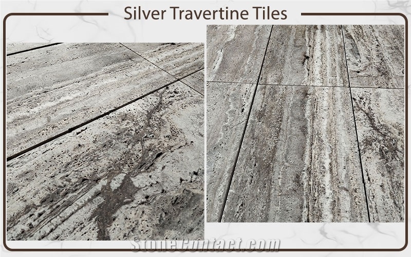 Silver Travertine Tiles (Vein Cut / Cross Cut)