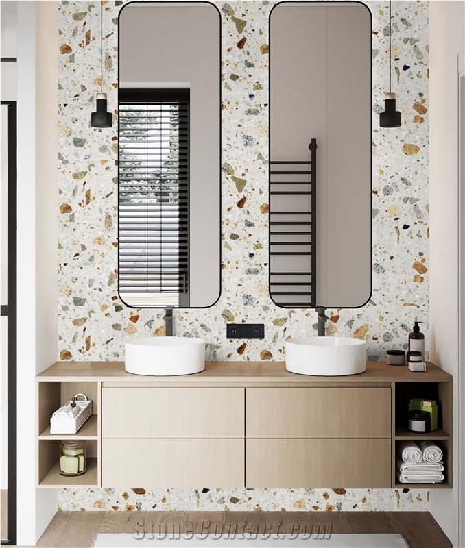 Fatiya Artificial Terrazzo Beige Bathroom Wall Tile Slab