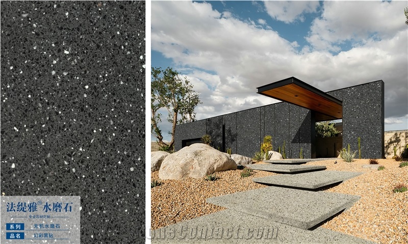 Fatiya Artificial Terrazzo Black Design Tile Slab Outdoor