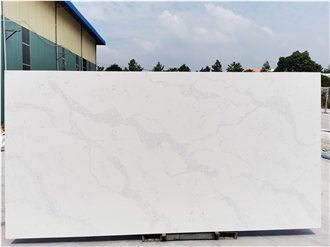 Polish White Calacatta Quartz Slabs From Vietnam Factory