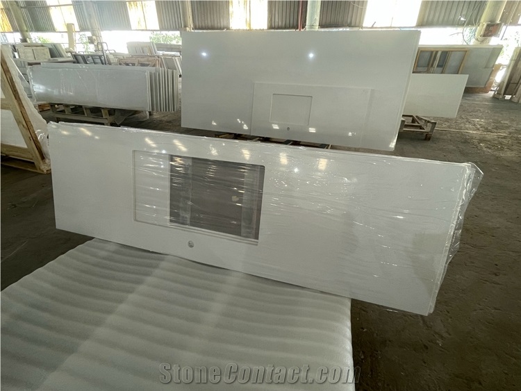 Pure White Quartz Stone Countertop Kitchen Countertop