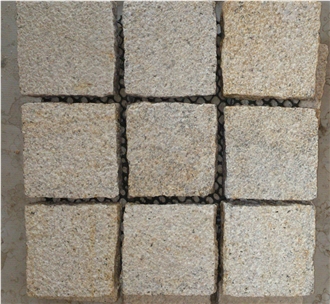 Golden Yellow Granite Paving Stone Bush Hammered Finish