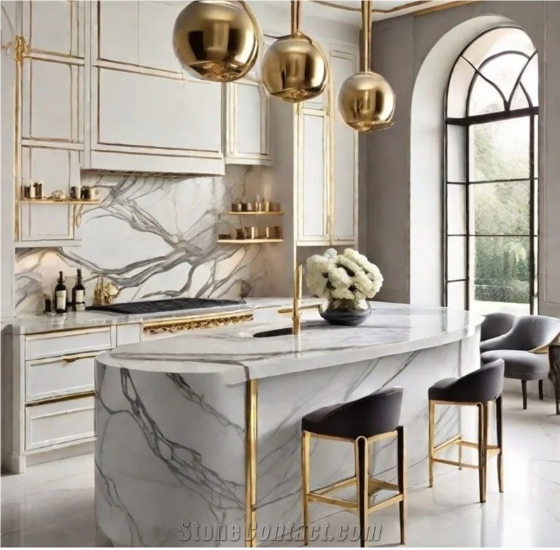 Calacatta Marble Modern Kitchen Design