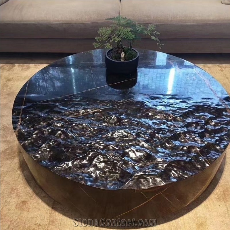 Black Marble Wave Liquid State, Spray Wave Custom Table