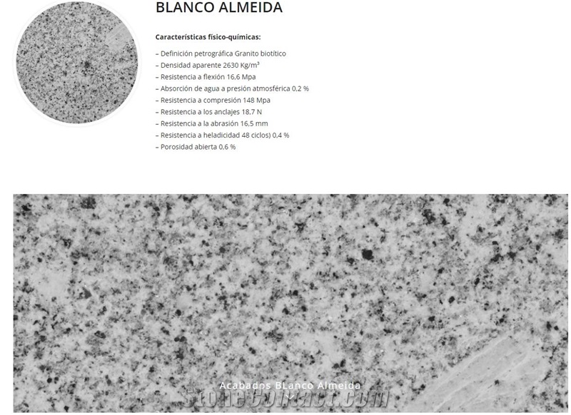 Branco Almeida Granite Flamed, Honed, Sanded