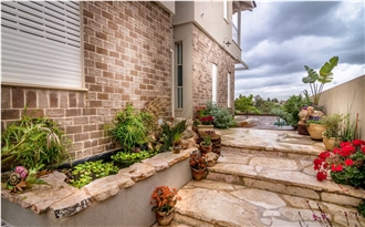 Jerusalem Limestone Flagstone Wall Coping, Garden Steps