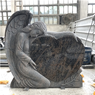 Aurora Granite Angel Engraved Heart Monument