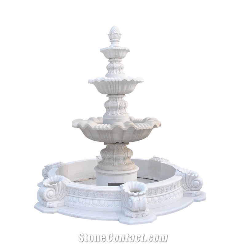 Natural Large Outdoor 3 Tier Water Marble Fountain
