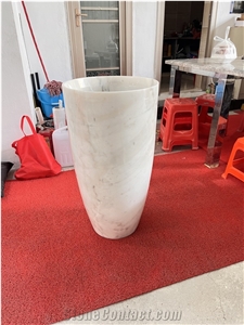 Natural Stone  Cheaper  Guangxi White Marble Pedestal Basin