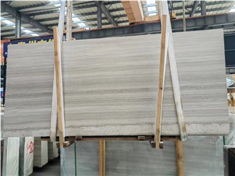 White Wood Grain Marble Big Slabs Tiles