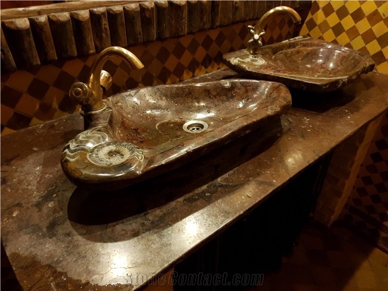 Fossil Brown Marble Sinks