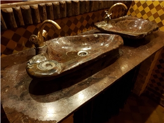 Fossil Brown Marble Sinks