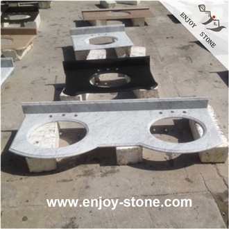 White Marble Double Sink Vanity Tops
