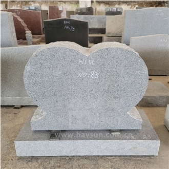 China Light Grey G633 Single Heart Cemetery Grave Marker