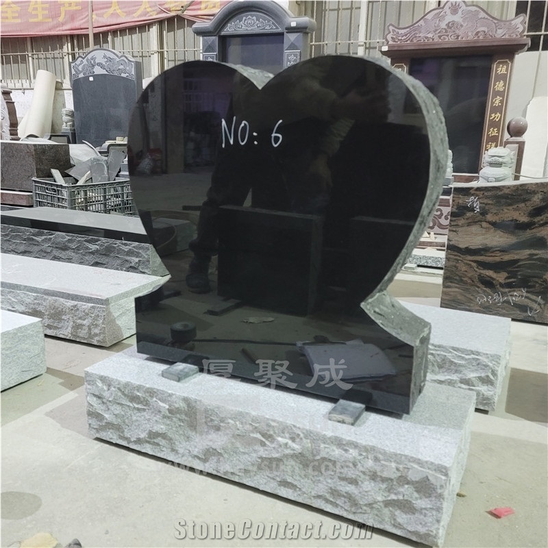 China Light Grey G633 Single Heart Cemetery Grave Marker