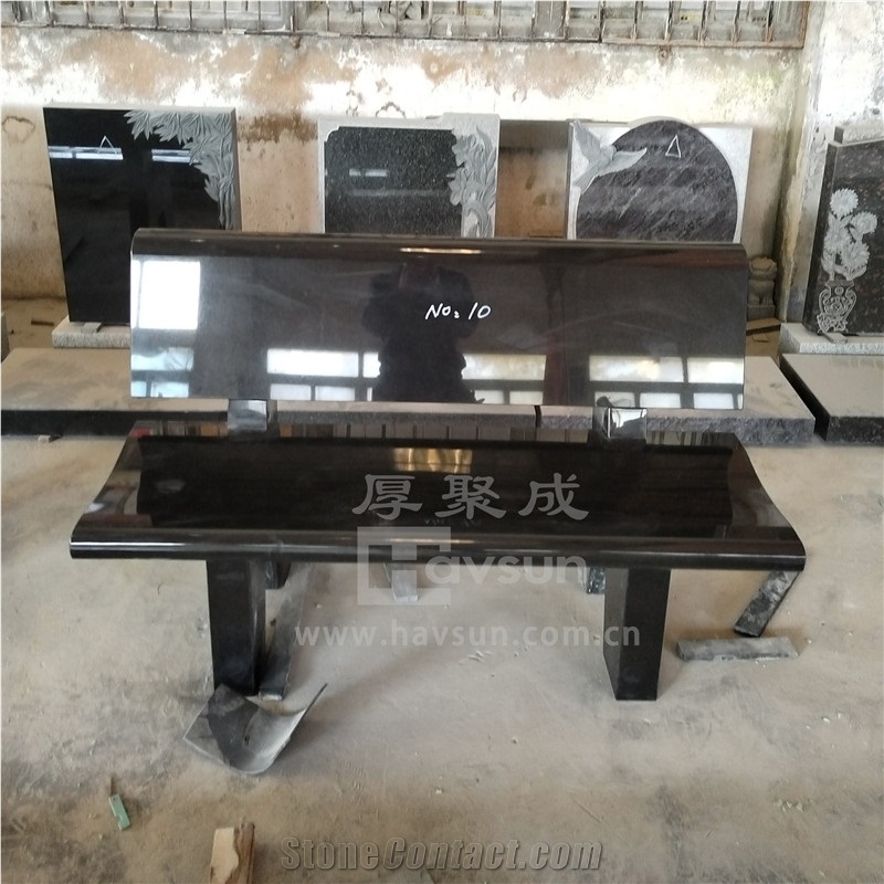 Indian Black Granite Engraving Avaible Memorial Bench