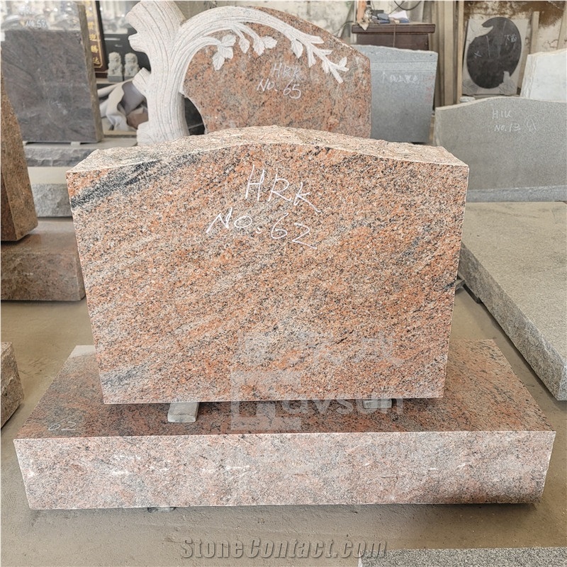 Indian Black Granite Serp Top Headstone With Base